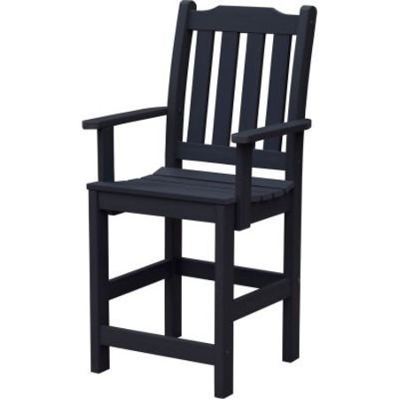 HIGHWOOD USA Highwood® Synthetic Wood Lehigh Counter Height Dining Chair With Arms, Black AD-CHCL2-BKE